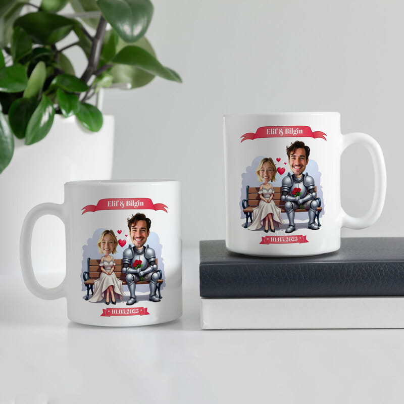 Prenses Şövalye Karikatürlü Özelleştirilebilir Kahve Kupası