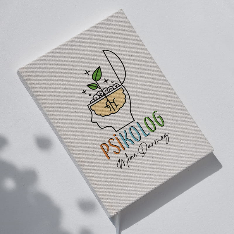 Psikoloğa Hediye İsim Yazılı Kanvas Defter