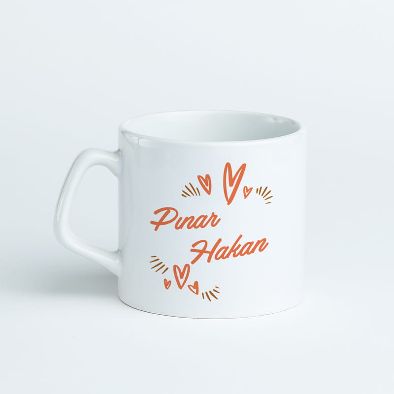 Romantik Kalpler İsimli Sevgili Kupa Bardağı