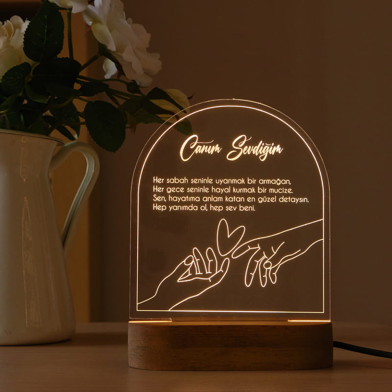 Sana Olan Sevgim Özelleştirilebilir Mesajlı Led Lamba
