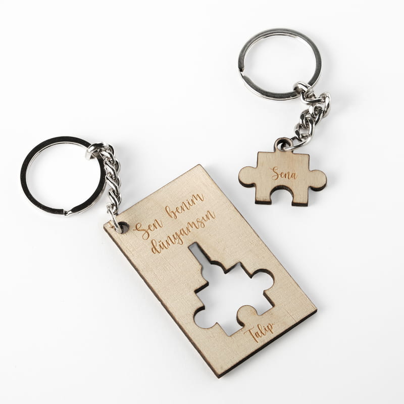 Sen Benim Parçam 2'li Ahşap Anahtarlık