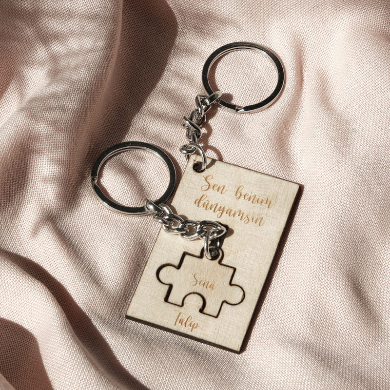 Sen Benim Parçam 2'li Ahşap Anahtarlık
