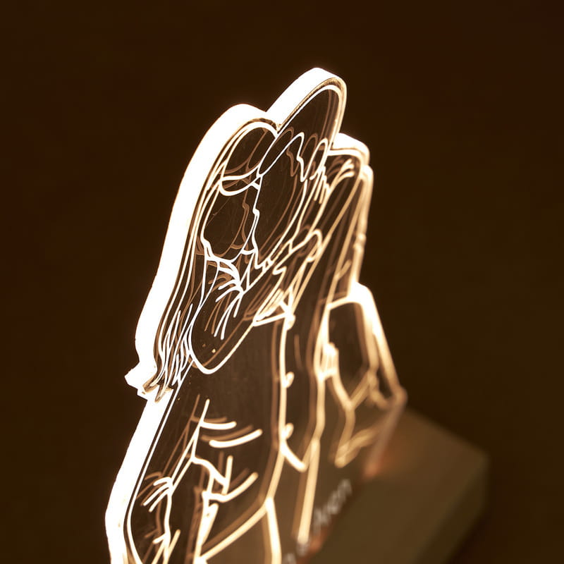 Sevgili Fotoğraflı Line Art Led Lamba