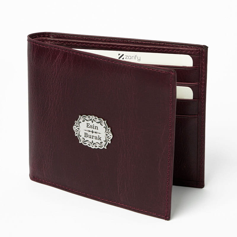 Sevgili İsimli Gümüş İşlemeli Vintage Deri Cüzdan