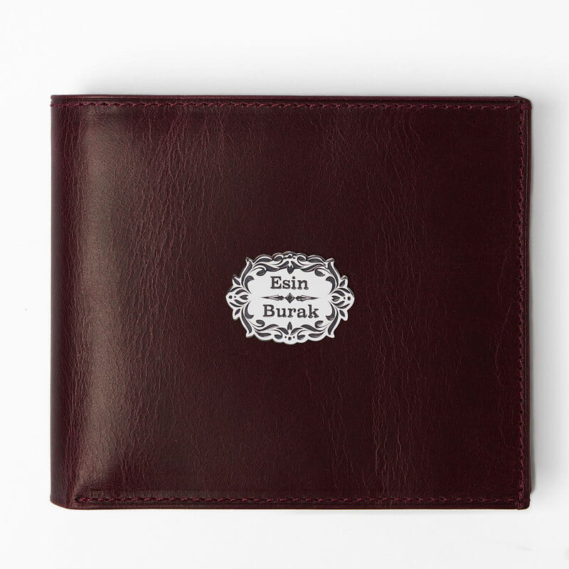 Sevgili İsimli Gümüş İşlemeli Vintage Deri Cüzdan