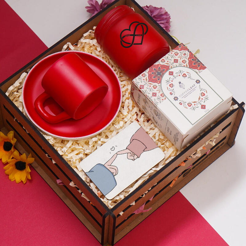 Sevgililer Günü Sevgiliye Hediye Seti & Kahve Fincanı, Türk Kahvesi, Kokulu Mum, Magnet