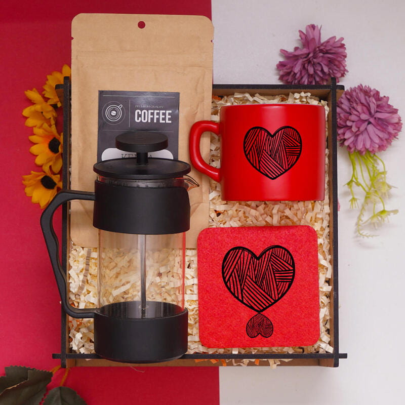 Sevgililer Gününe Özel Frenchpres Fincan Kahve Hediye Kutusu