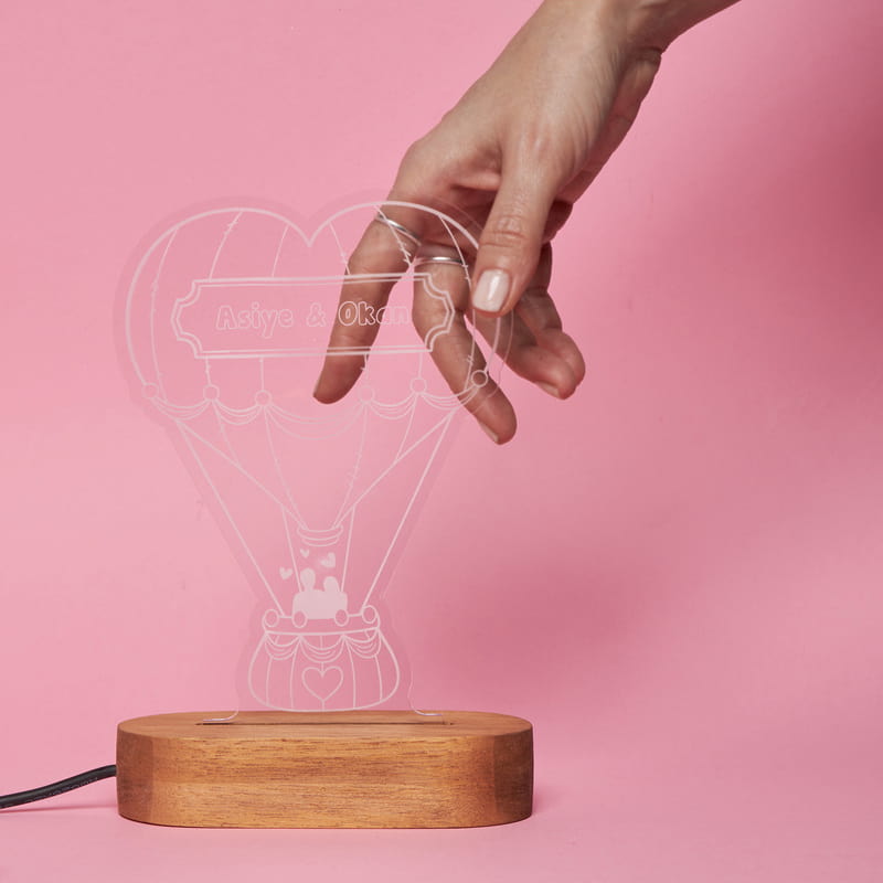 Sevgiliye Aşk Balonu Tasarımlı Hediye Led Lamba