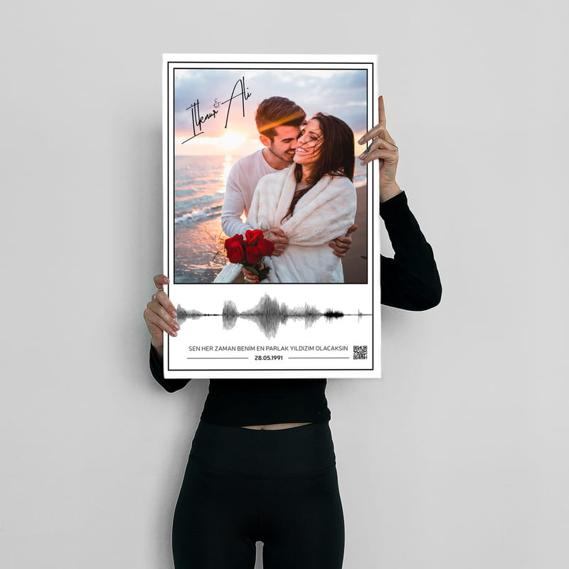 Sevgiliye Hediye Fotoğraf Baskılı Sesli Kanvas Tablo 40x60