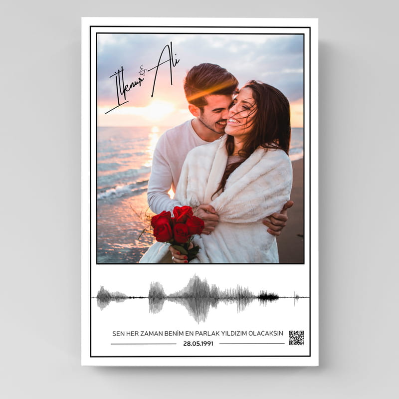 Sevgiliye Hediye Fotoğraf Baskılı Sesli Kanvas Tablo 40x60