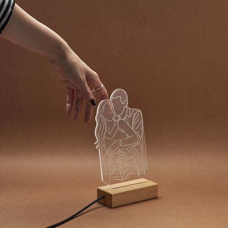 Sevgiliye Hediye Fotoğraflı Line Art Led Lamba