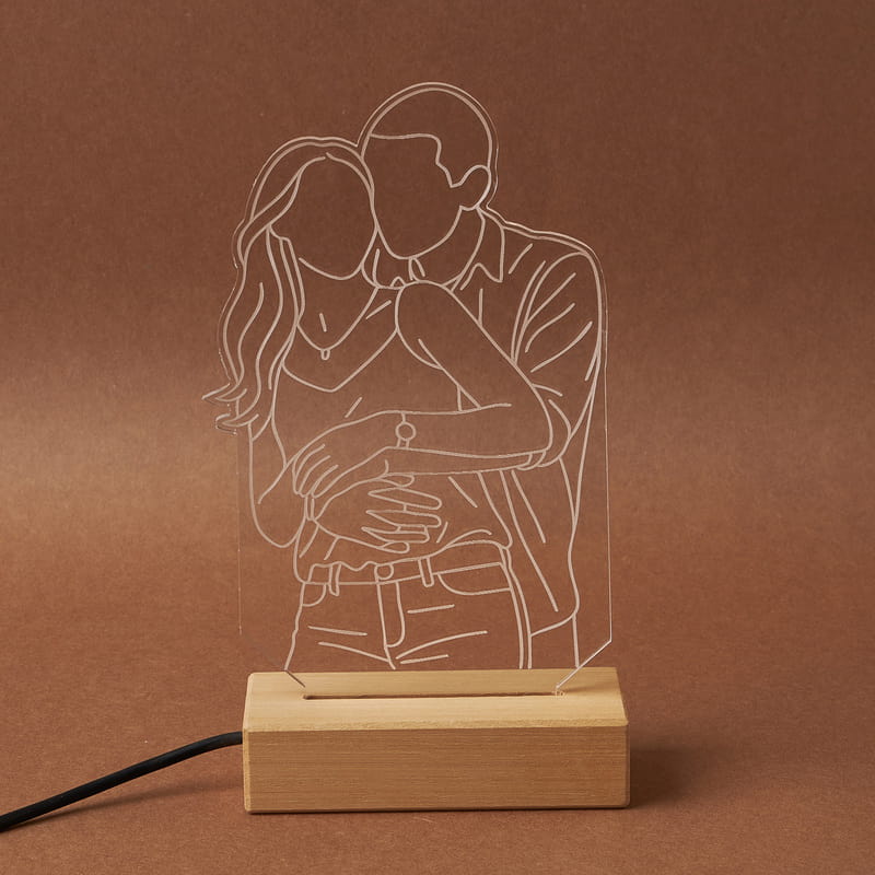 Sevgiliye Hediye Fotoğraflı Line Art Led Lamba