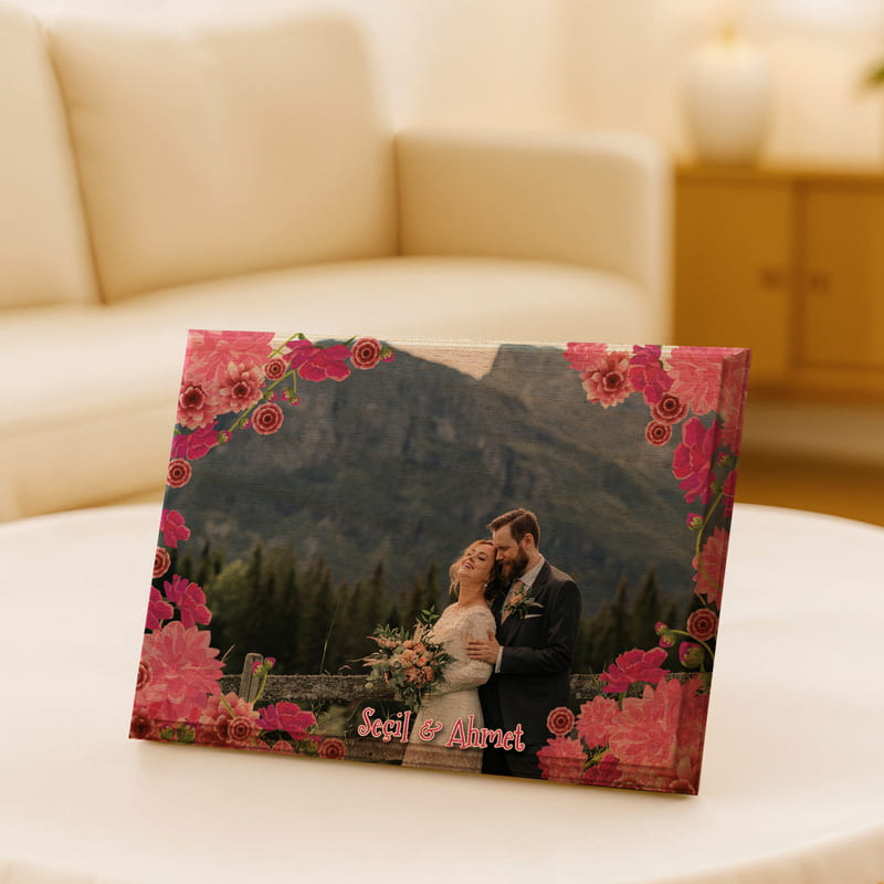 Sevgiliye Hediye İsim Yazılı Baskılı Mini Ahşap Foto