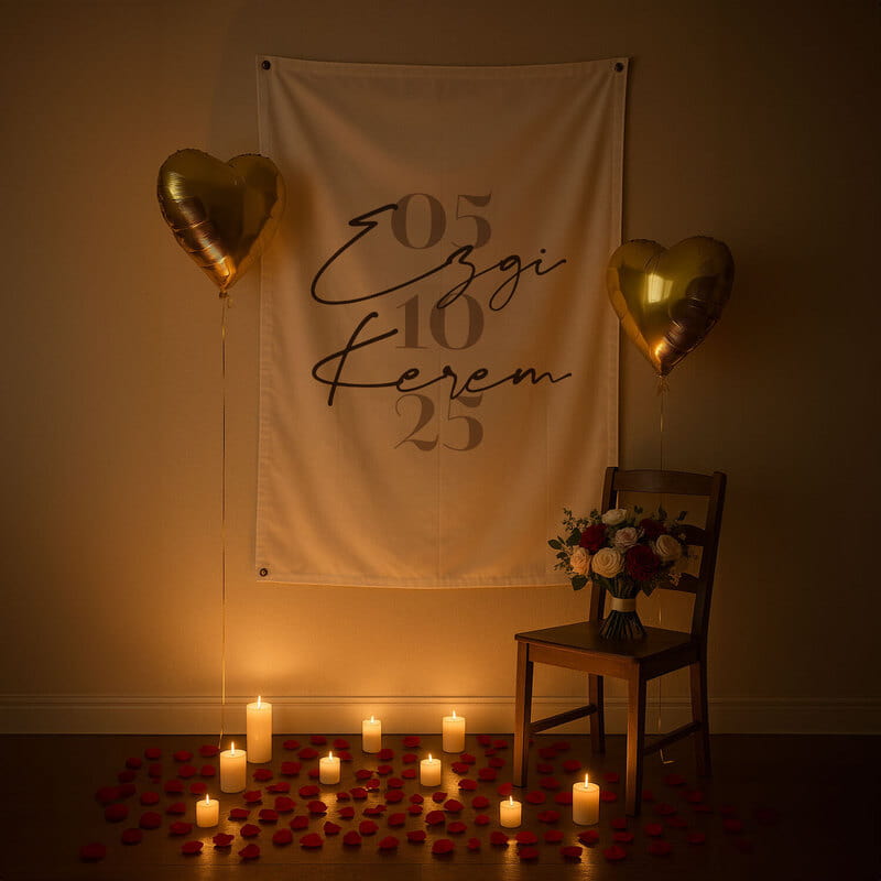 Sonsuz Anımız İsim & Harfli Kumaş Pankart - 95 x 145 cm