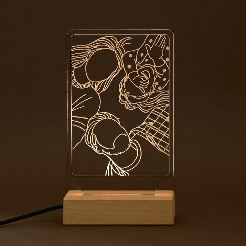 Sonsuz Birlikteliğin Işıltısı Line Art Led Lamba