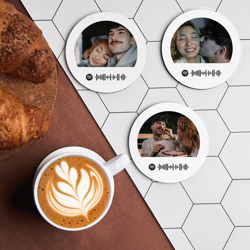 Spotify QR Fotoğraflı Bardak Altlığı - 6'lı Set