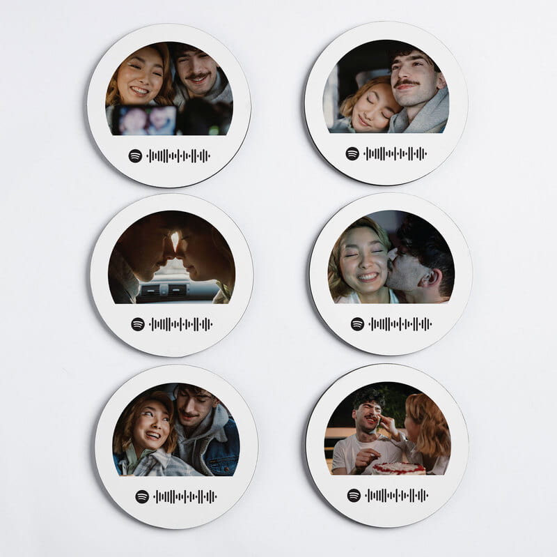 Spotify QR Fotoğraflı Bardak Altlığı - 6'lı Set