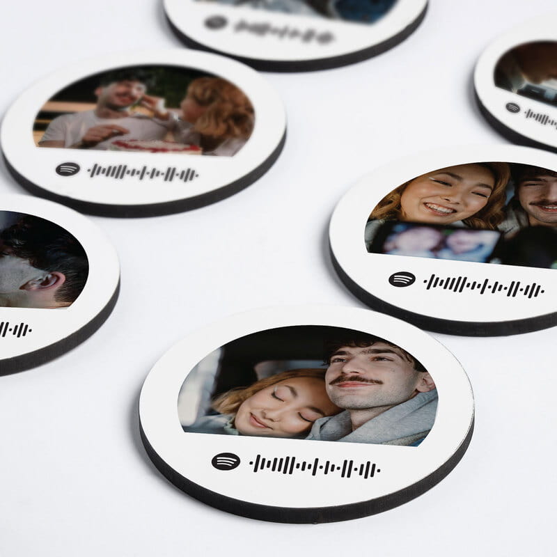 Spotify QR Fotoğraflı Bardak Altlığı - 6'lı Set