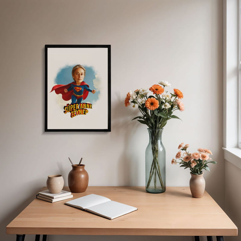 Süper Anneye Özel Karikatür Çerçeve