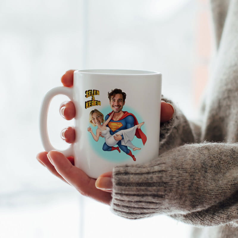 Süper Kahraman Karikatür Tasarımlı Kişiye Özel Kupa