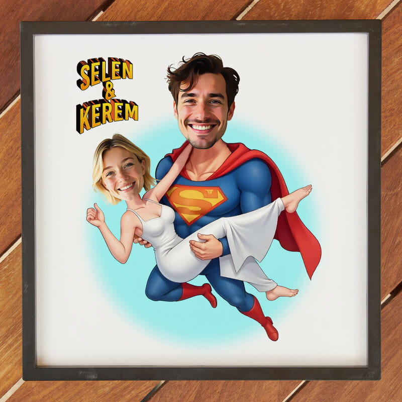 Süper Kahramanım Karikatür Kişiselleştirmeli Çerçeve