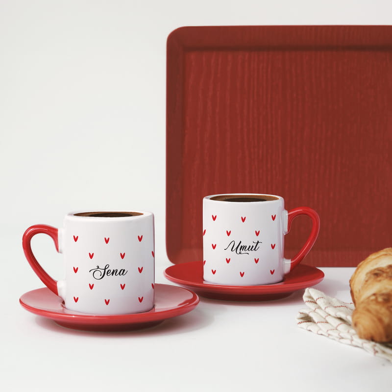 Uçuşan Kalpler İsimli Sevgili Fincanı