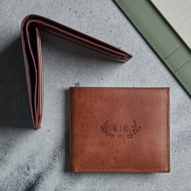 Vintage Monogram Harfler Kişiye Özel Hakiki Deri Cüzdan