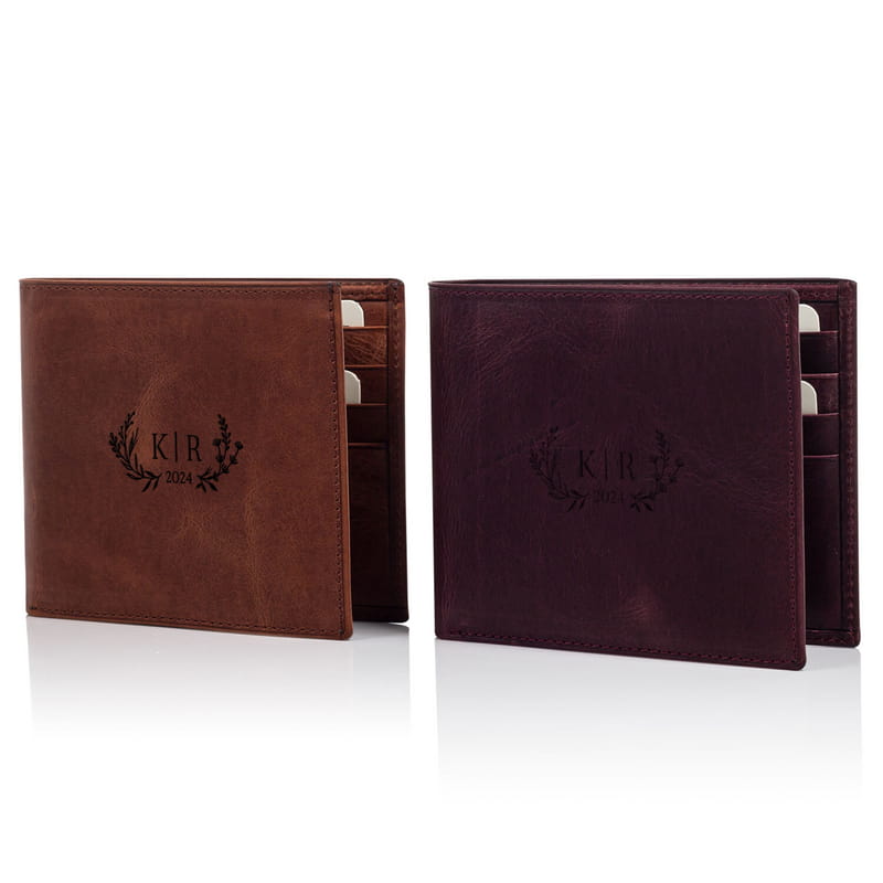 Vintage Monogram Harfler Kişiye Özel Hakiki Deri Cüzdan