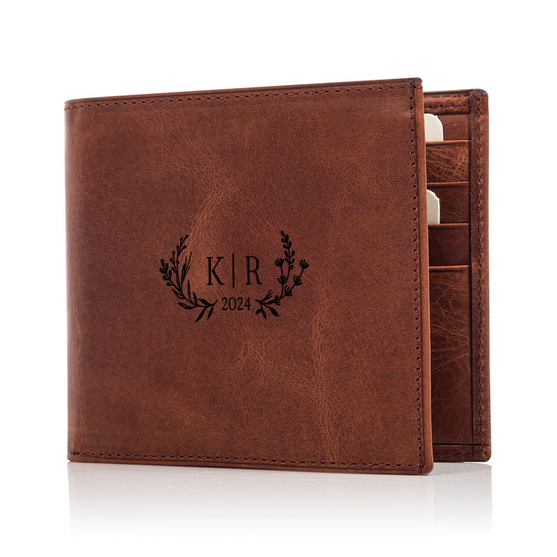 Vintage Monogram Harfler Kişiye Özel Hakiki Deri Cüzdan