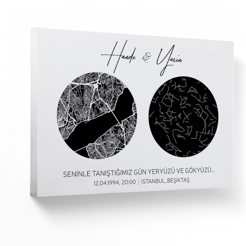 Yeryüzü ve Gökyüzü Tasarımlı Kişiye Özel 40x60 Kanvas Tablo