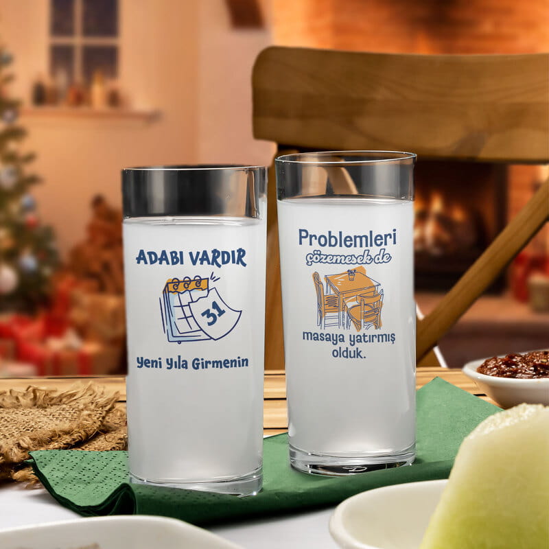 Yılbaşı Özel Esprili Rakı Karaf ve Kadeh Seti