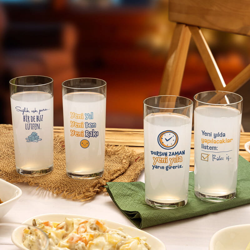 Yılbaşı Özel Esprili Rakı Karaf ve Kadeh Seti