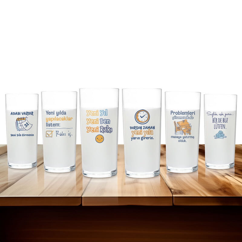 Yılbaşı Özel Esprili Rakı Karaf ve Kadeh Seti