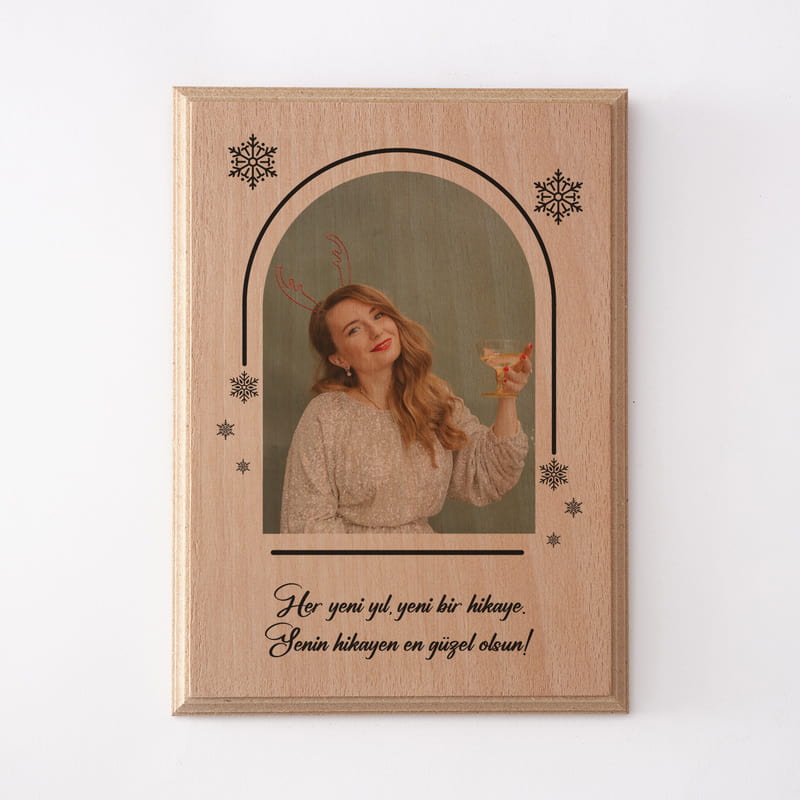 Yılbaşı Özel Fotoğraf Baskılı Ahşap Tablo