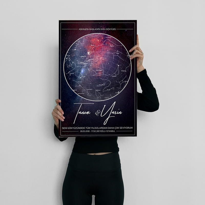 Yıldız Haritası Galaksi Tasarımlı Kanvas Tablo 40x60