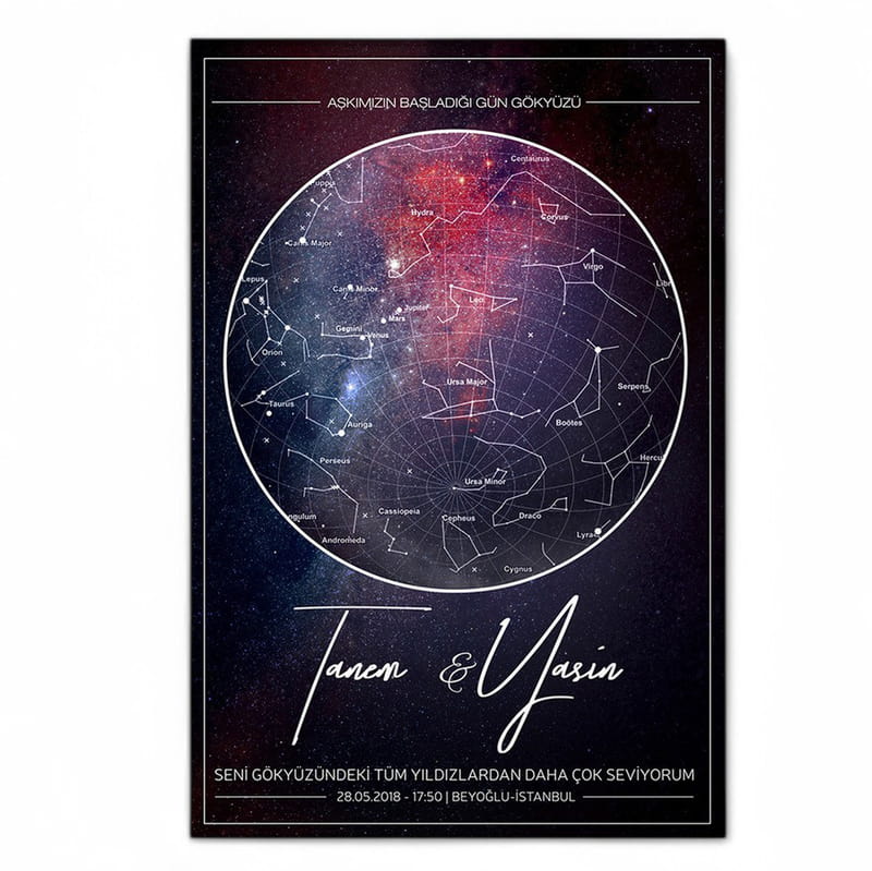 Yıldız Haritası Galaksi Tasarımlı Kanvas Tablo 40x60