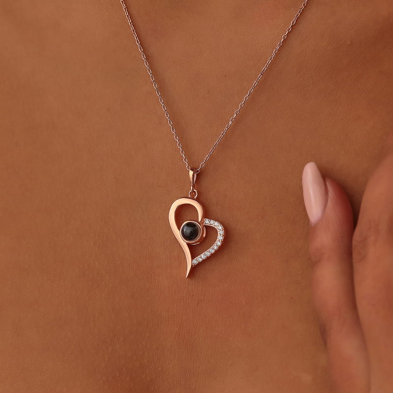 100 Dilde Seni Seviyorum Yazılı Kalp Kolye - Çelik