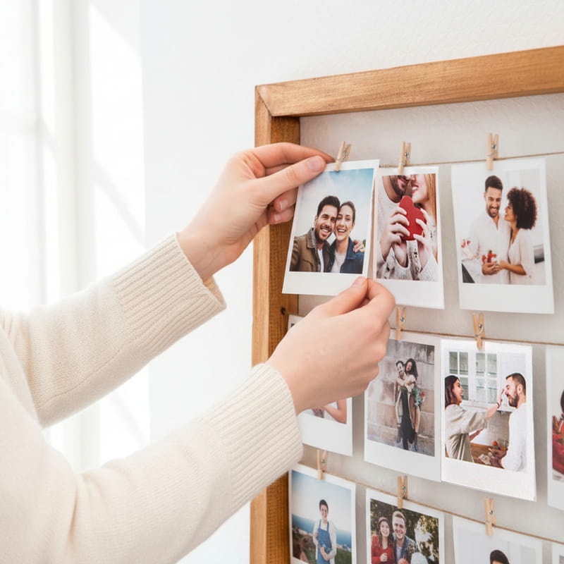 12 Fotoğraf Baskılı Mandallı Anı Çerçevesi