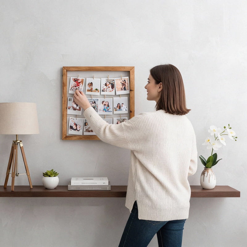 12 Fotoğraf Baskılı Mandallı Anı Çerçevesi