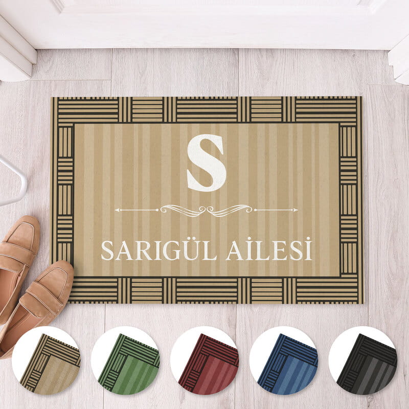 Aile Adı Özelleştirmeli Dış Kapı Önü Paspası