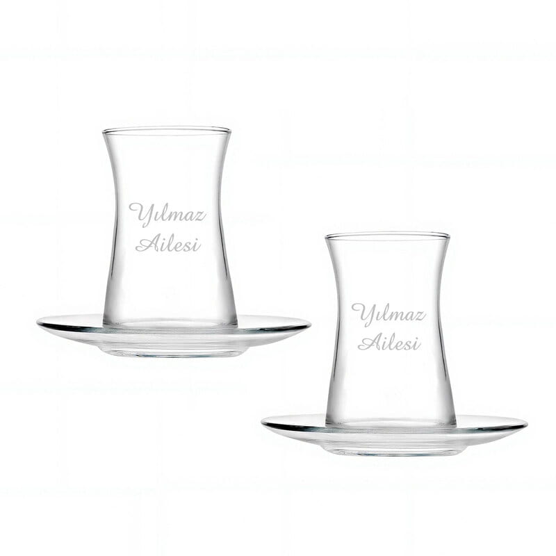 Aile İsimli 2li Özel Çay Bardağı Seti