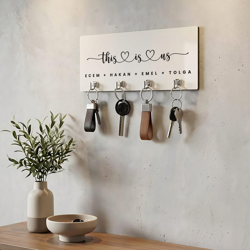 Aile İsimli Dekoratif Duvar Anahtarlığı