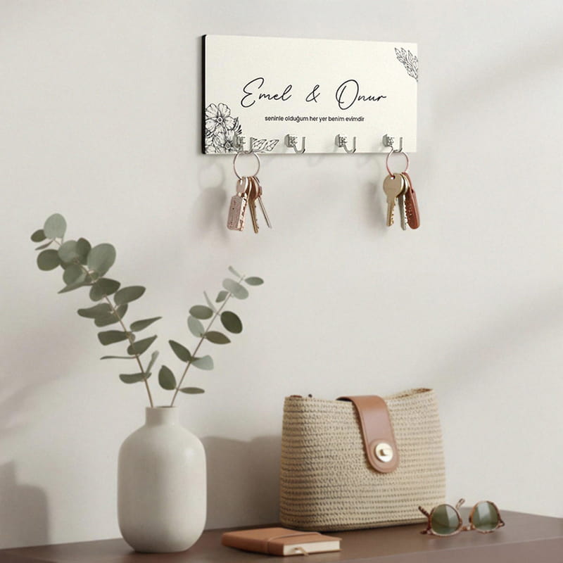 Aile İsimli Dekoratif Duvar Anahtarlığı