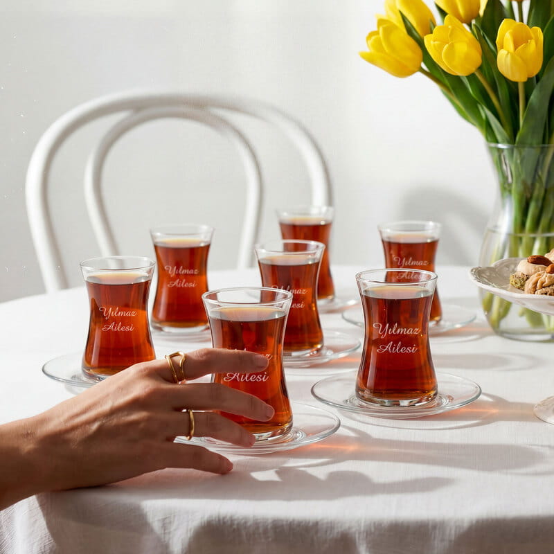 Aile Soyadına Özel 6lı Çay Bardağı Seti