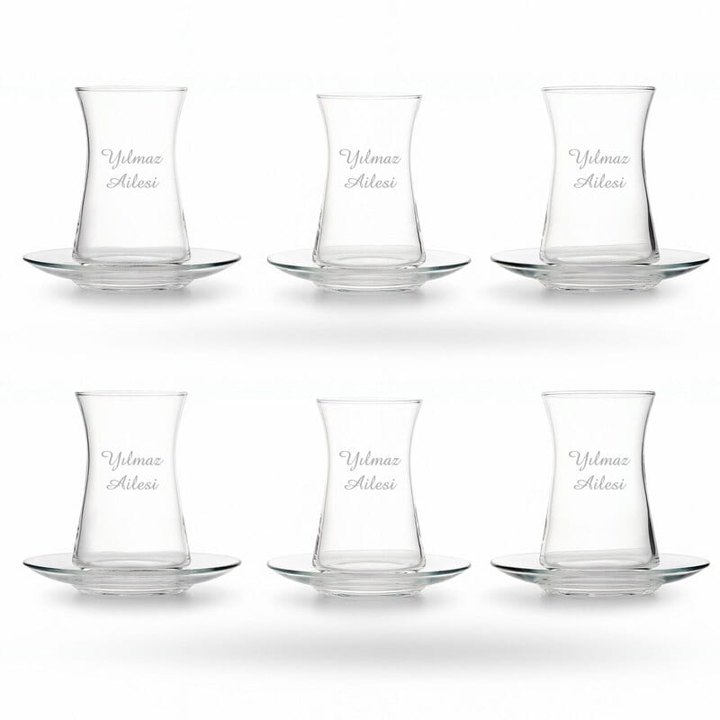 Aile Soyadına Özel 6lı Çay Bardağı Seti