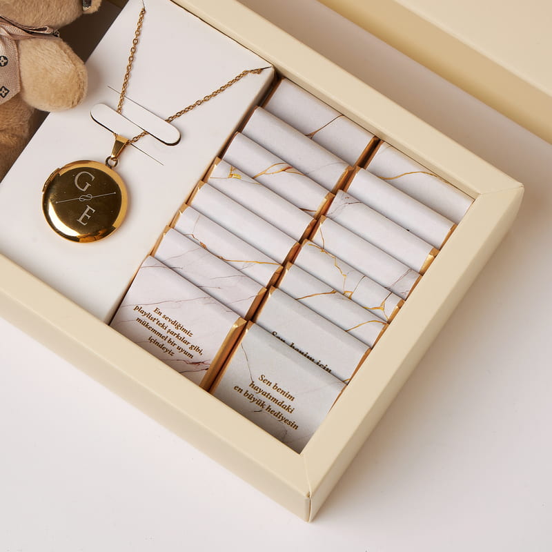 Anı Fotoğraf Kolyeli Tatlı Peluş Hediye Kutusu