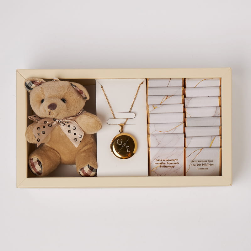 Anı Fotoğraf Kolyeli Tatlı Peluş Hediye Kutusu
