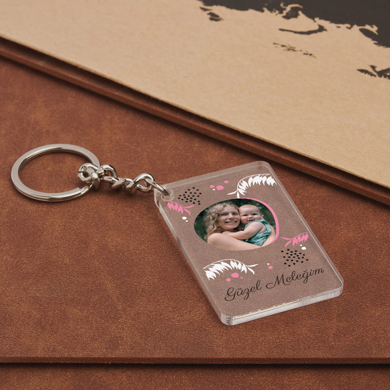 Anneye Hediye Fotoğrafınız Baskılı Şeffaf Anahtarlık