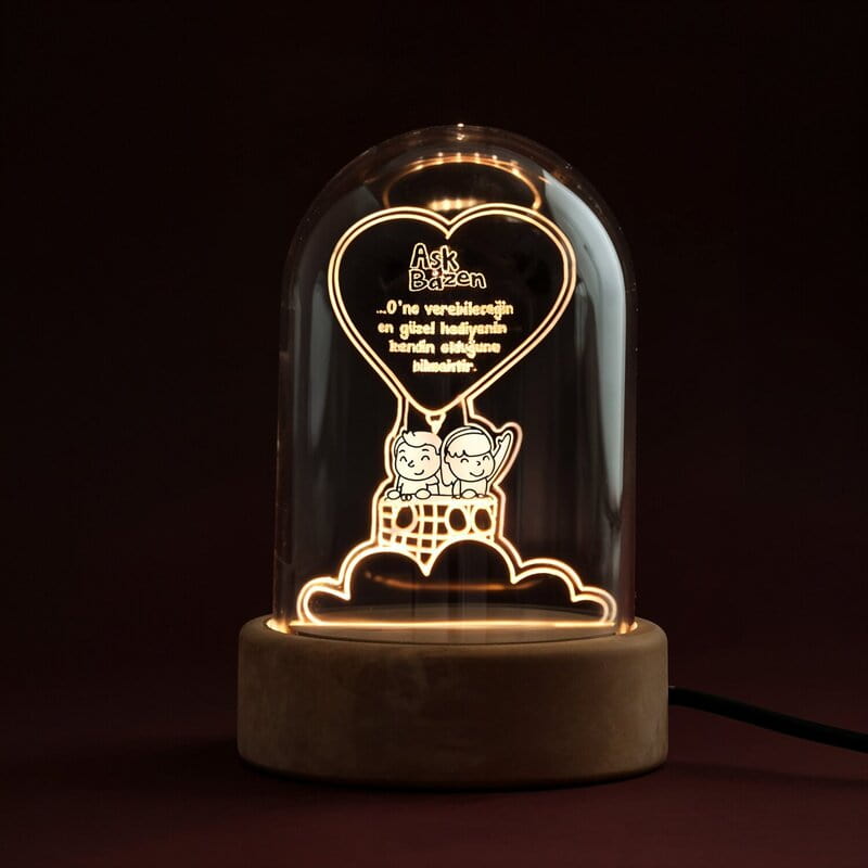 Aşk Bazen... Dekoratif Led Fanus Gece Lambası