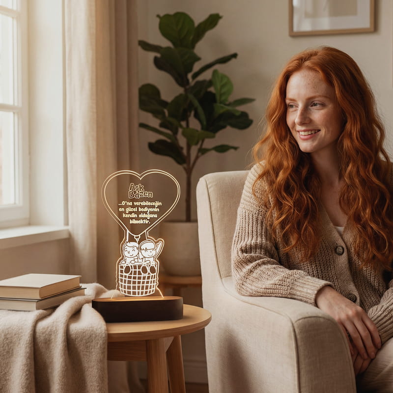 Aşk Bazen... Romantik Led Gece Lambası